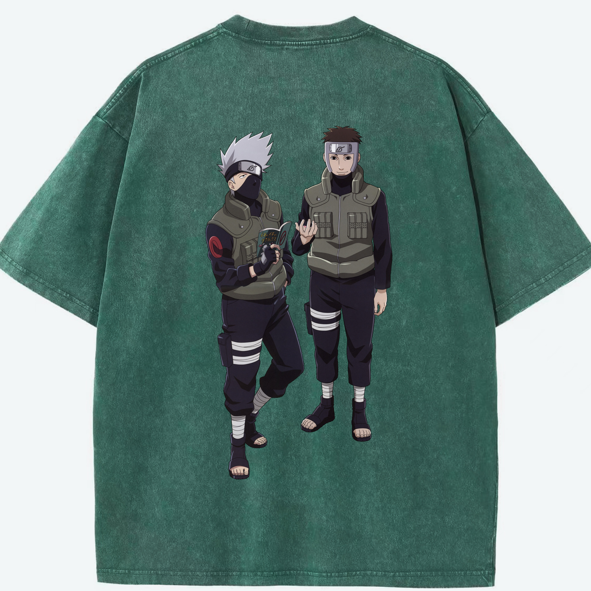 （画像用） NARUTO -ナルト- はたけ カカシ Hatake Kakashi 綿100% ヴィンテージ風 半袖Tシャツ（背面プリント）